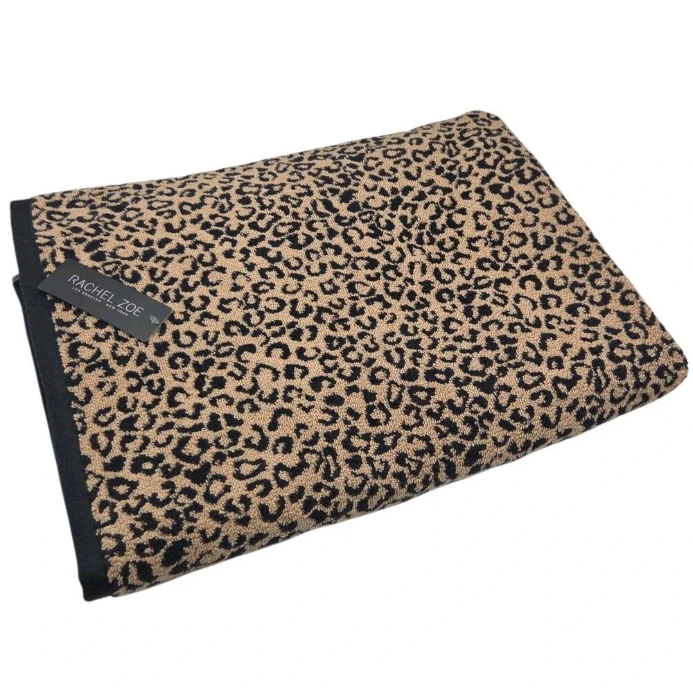 Rachel Zoe Leopard Print Oversized Beach Towel‎ 40x70 Tan Black Quick Dry